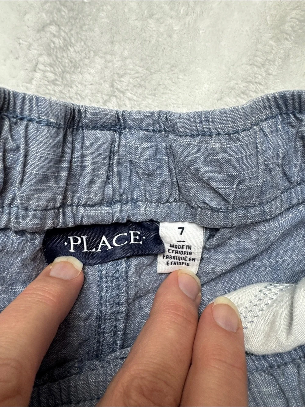 The Children's Place Light Blue Chambray Drawstring Shorts | Boys size 7